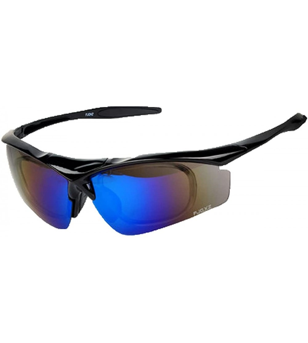 Sport Polarized Sunglasses Interchangeable Cycling Baseball - Black - CO184KECL88 $83.57