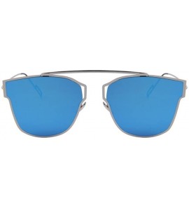 Semi-rimless Women Cat Eye UV400 Sunglasses Classic Shades Coating Mirror Sunglasses - Blue - CU17Z7368ZR $23.30