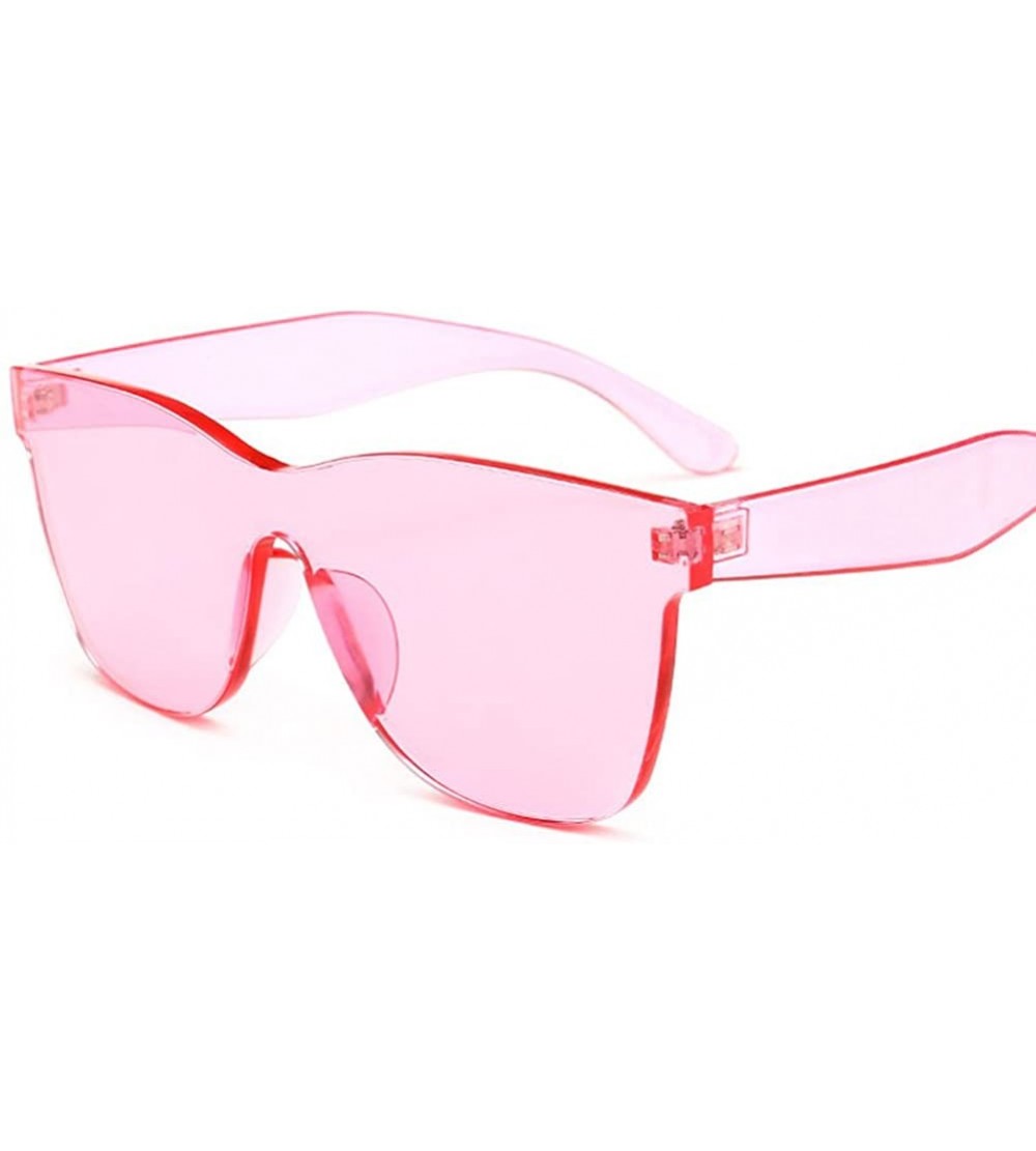 Rimless One Piece Sunglasses Transparent Frame Fashion Sun Glasses Women Accessories - Pink - C718EGEK785 $19.81