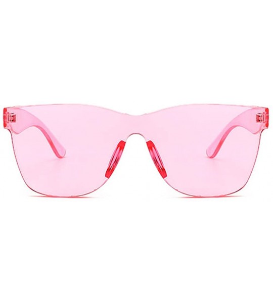 Rimless One Piece Sunglasses Transparent Frame Fashion Sun Glasses Women Accessories - Pink - C718EGEK785 $19.81