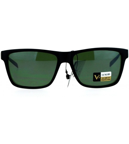 Rectangular Luxury Metal Arm Narrow Rectangular Mens Sunglasses - Black Green - CM12IVI5CY3 $23.92