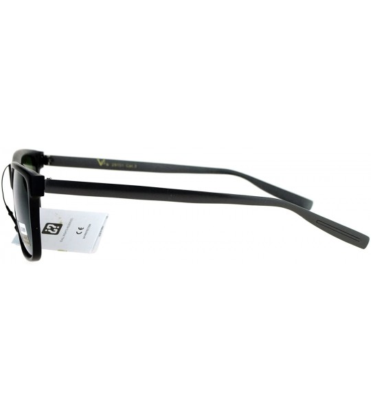 Rectangular Luxury Metal Arm Narrow Rectangular Mens Sunglasses - Black Green - CM12IVI5CY3 $23.92