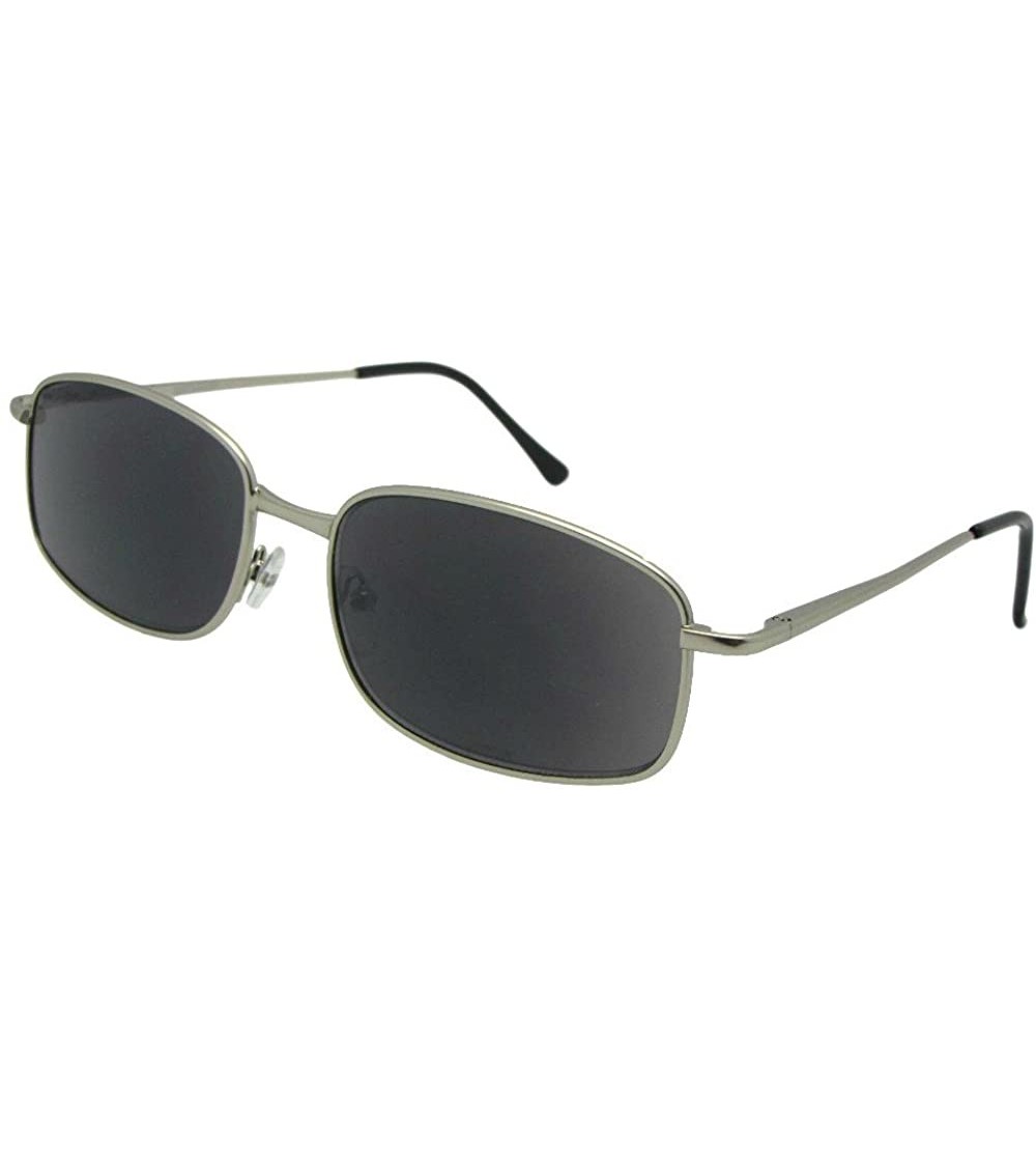 Rectangular Dark Lens Reading Sunglasses R101 - Silver Frame Darker Gray Lenses - C018GSTCO2N $27.34