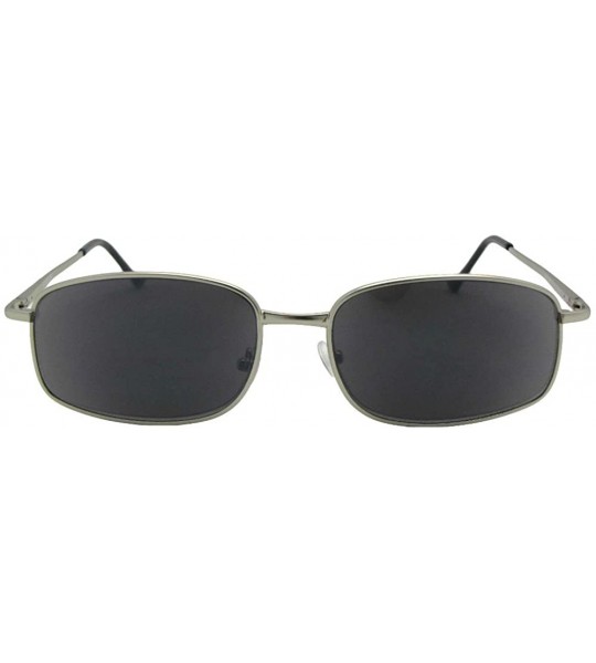 Rectangular Dark Lens Reading Sunglasses R101 - Silver Frame Darker Gray Lenses - C018GSTCO2N $27.34