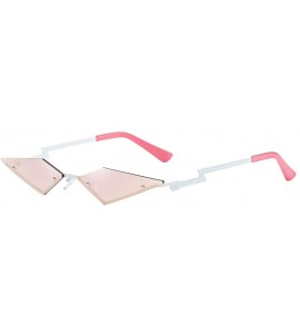 Cat Eye Women Irregular Diamond Shape Sunglasses Small Cat Eye Flat Lens Mirrored Glasses - Pink - CL196ALQI7N $19.32