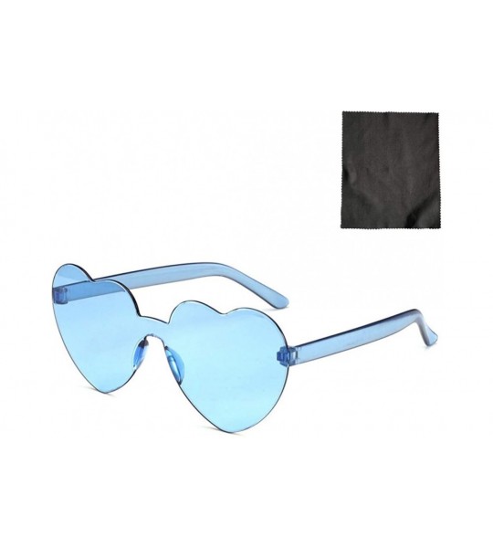 Rimless Women Heart Shaped Sunglasses Rimless Transparent Candy Color Frameless Glasses - CN1908NZZ7Y $16.47