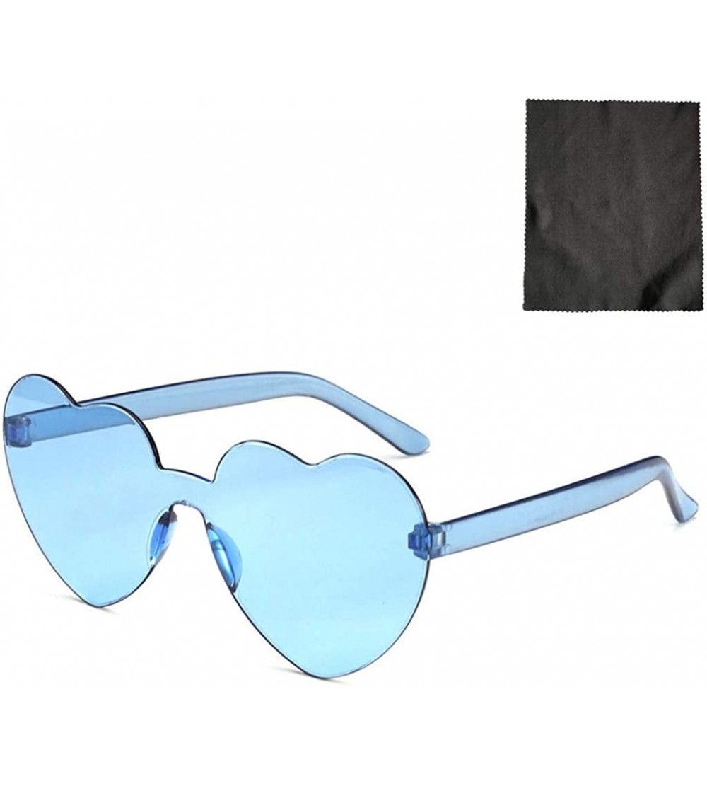 Rimless Women Heart Shaped Sunglasses Rimless Transparent Candy Color Frameless Glasses - CN1908NZZ7Y $16.47