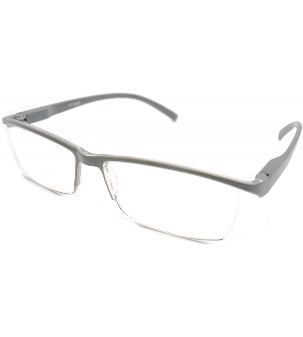 Rectangular Super Lightweight Reading Glasses Free Pouch HalfRim - Z1 Shiny Grey - C618TT7SC65 $31.26