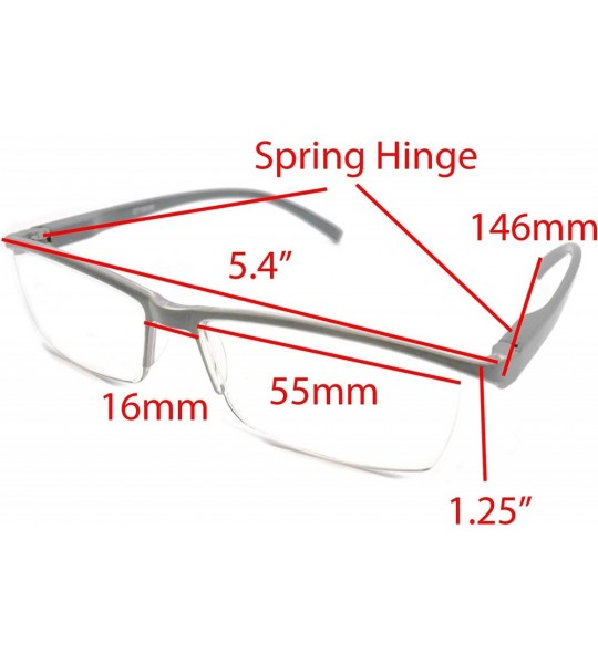 Rectangular Super Lightweight Reading Glasses Free Pouch HalfRim - Z1 Shiny Grey - C618TT7SC65 $31.26