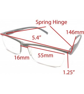 Rectangular Super Lightweight Reading Glasses Free Pouch HalfRim - Z1 Shiny Grey - C618TT7SC65 $31.26