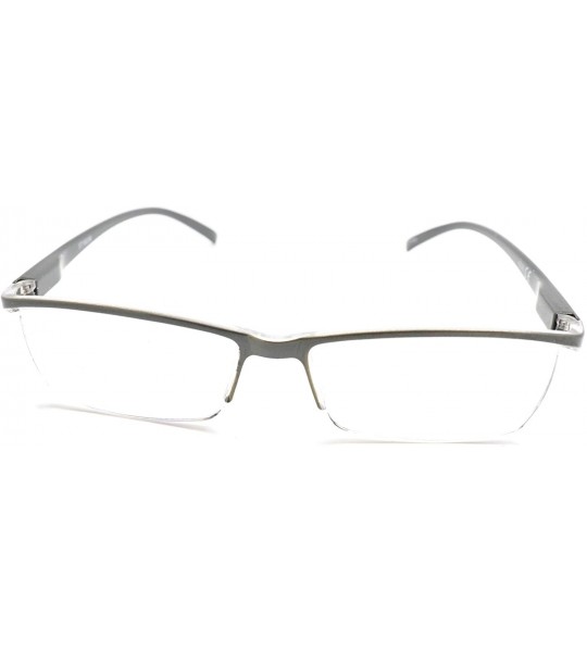 Rectangular Super Lightweight Reading Glasses Free Pouch HalfRim - Z1 Shiny Grey - C618TT7SC65 $31.26