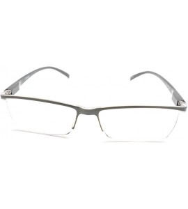 Rectangular Super Lightweight Reading Glasses Free Pouch HalfRim - Z1 Shiny Grey - C618TT7SC65 $31.26