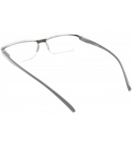 Rectangular Super Lightweight Reading Glasses Free Pouch HalfRim - Z1 Shiny Grey - C618TT7SC65 $31.26