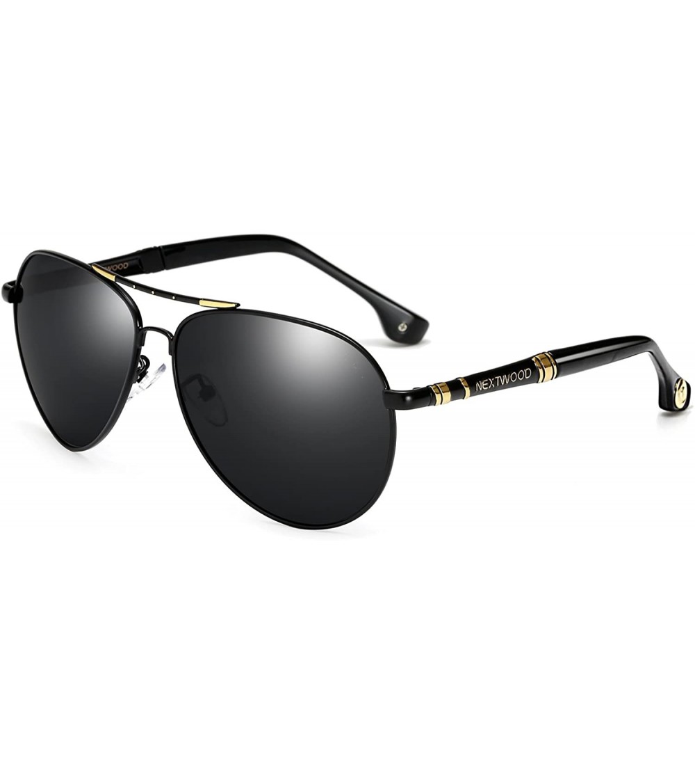 Aviator Classic Sunglasses Fashion Polarized Pilot Metal Frame 6 Color Golf Phishing Shading Mirror - Black Golden - CJ1867UC...