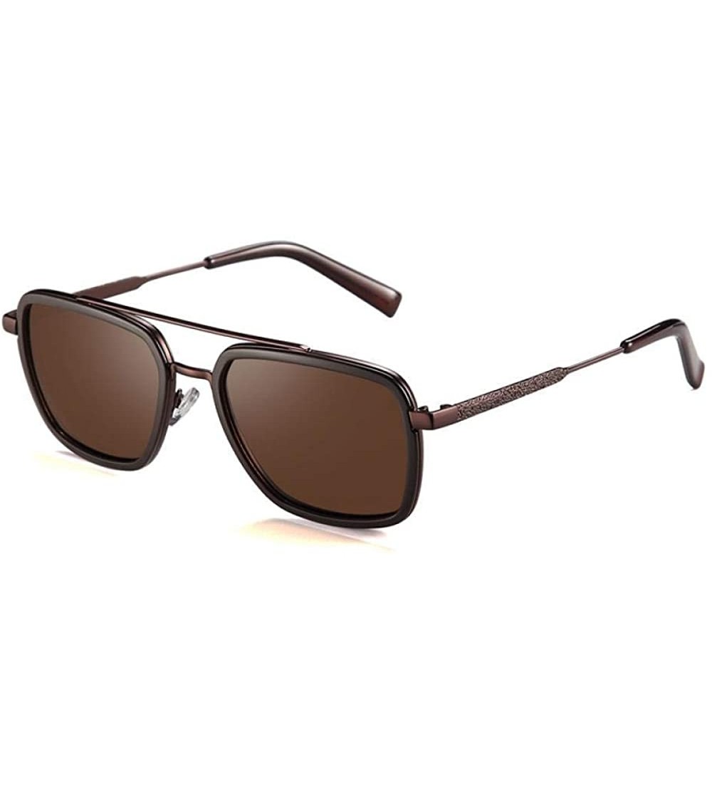 Aviator 20/20 Brand Design Polarized Sunglasses Men Driving Printing C01BlackP-Smoke - C03brown - CU18Y6T0U93 $33.54