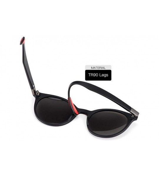 Oval DESIGN Men Women Retro Rivet Polarized Sunglasses Oval Frame Black Black - Brown Brown - CQ18XE0LIYM $18.88
