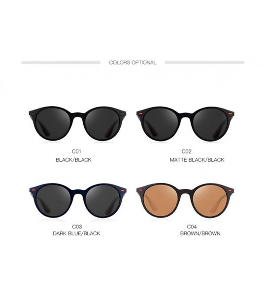 Oval DESIGN Men Women Retro Rivet Polarized Sunglasses Oval Frame Black Black - Brown Brown - CQ18XE0LIYM $18.88