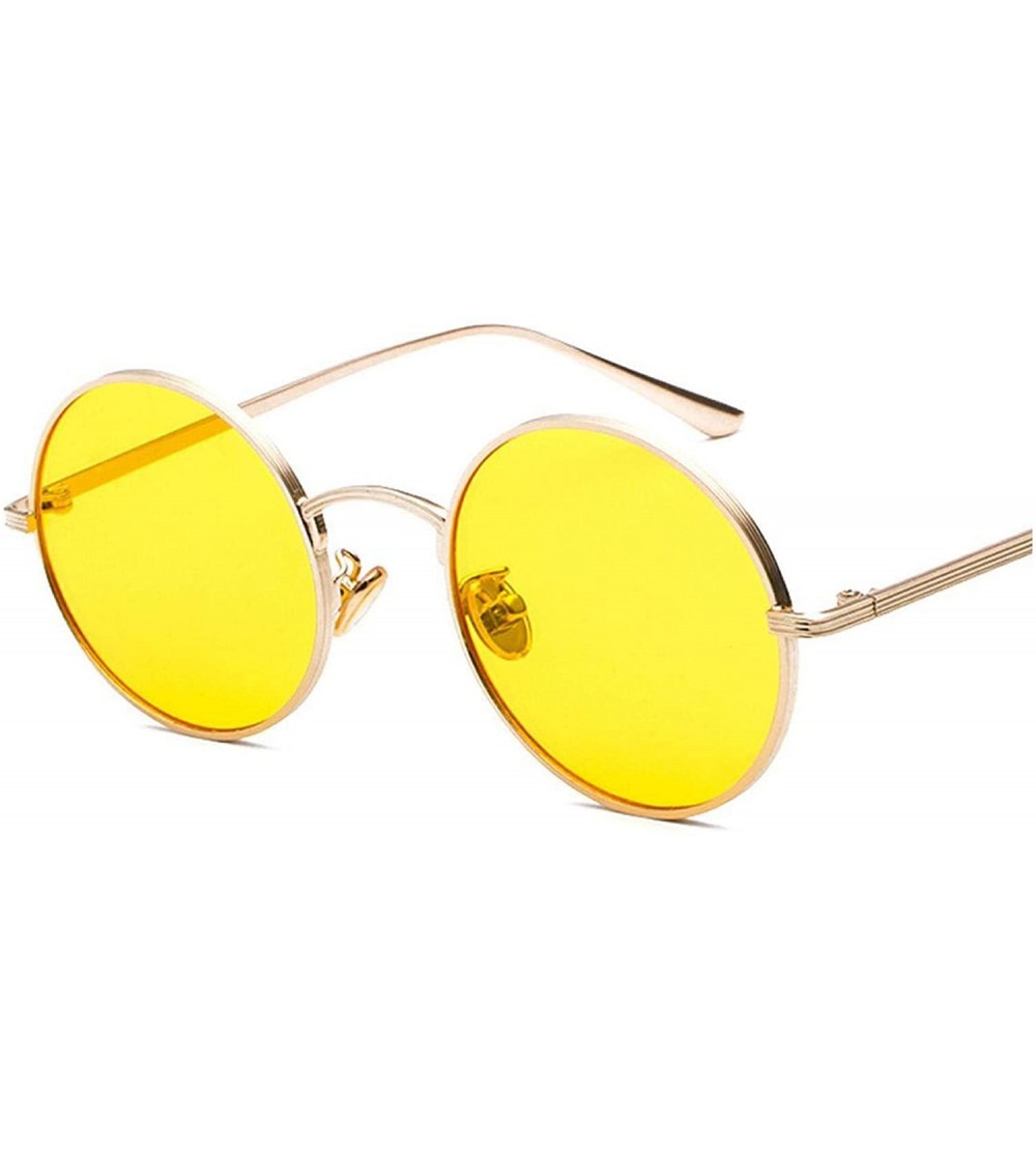 Aviator Fashion Tinted Color Lens Round Sunglasses Women Retro Punk Metal Frame Eye Vintage Tiny Men Sun Glasses - 5 - CF198Z...