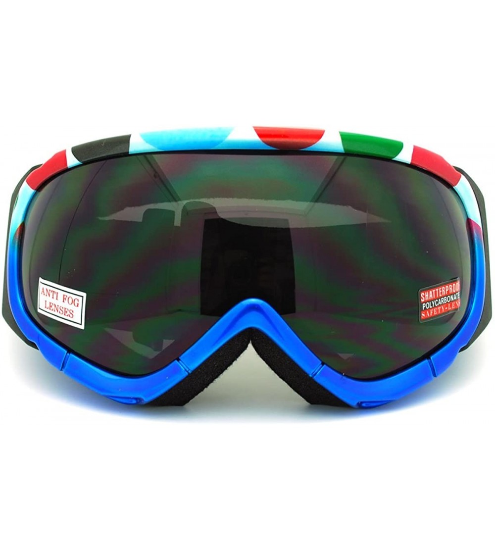 Sport Ski Snowboard Goggles Blue Colorful Polka Dot Anti Fog Foam Padding - Blue Polka Dot - CG11GAXY0HV $38.31