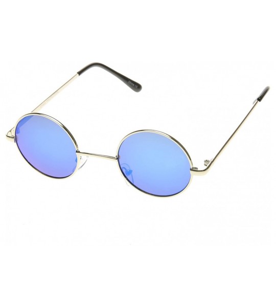 Round Lennon Style Round Circle Metal Sunglasses with Color Mirror Lens (Silver Ice) - CA11EWACEYP $20.12