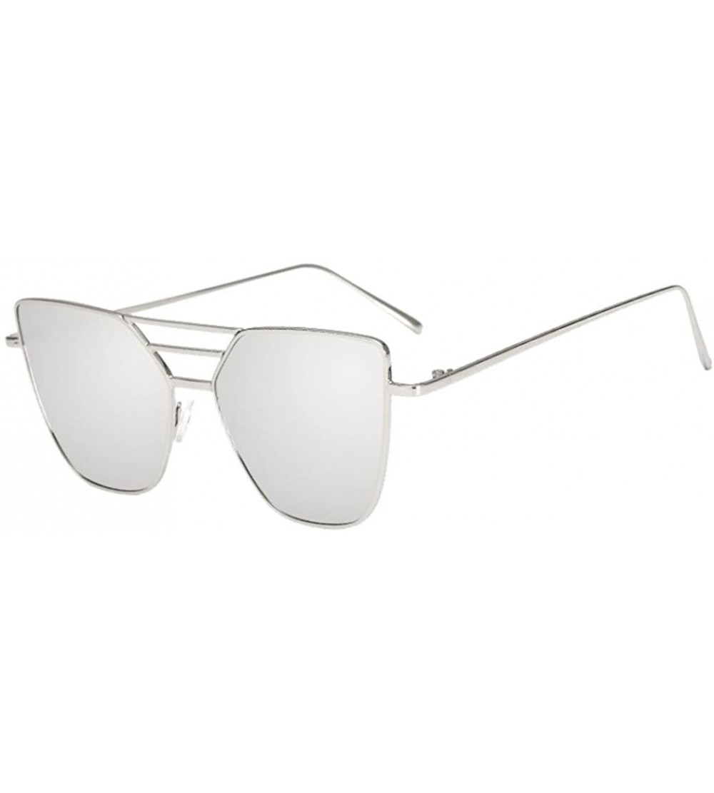 Aviator Unisex Fashion7 Colors Vintage Irregular Aviator Mirror Sunglasses (Silver) - CZ18G4C3OMW $18.16