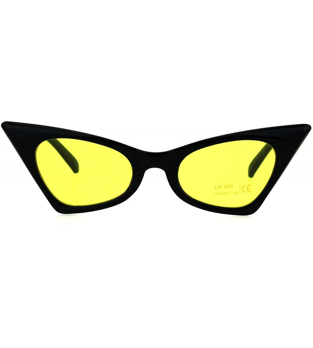 Rectangular Womens Hippie Color Lens Black Plastic Goth Cat Eye Sunglasses - Yellow - C518H0OQDOL $18.81