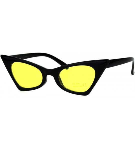 Rectangular Womens Hippie Color Lens Black Plastic Goth Cat Eye Sunglasses - Yellow - C518H0OQDOL $18.81