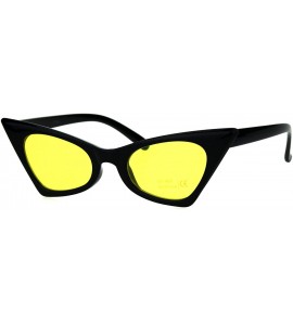 Rectangular Womens Hippie Color Lens Black Plastic Goth Cat Eye Sunglasses - Yellow - C518H0OQDOL $18.81