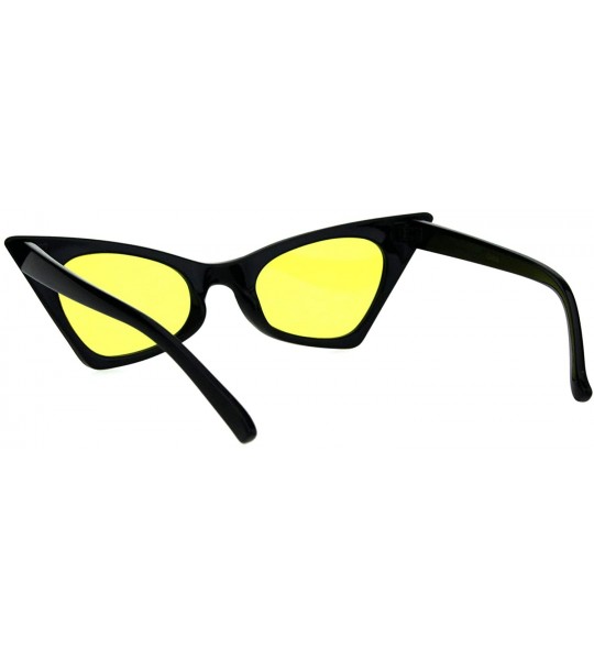 Rectangular Womens Hippie Color Lens Black Plastic Goth Cat Eye Sunglasses - Yellow - C518H0OQDOL $18.81