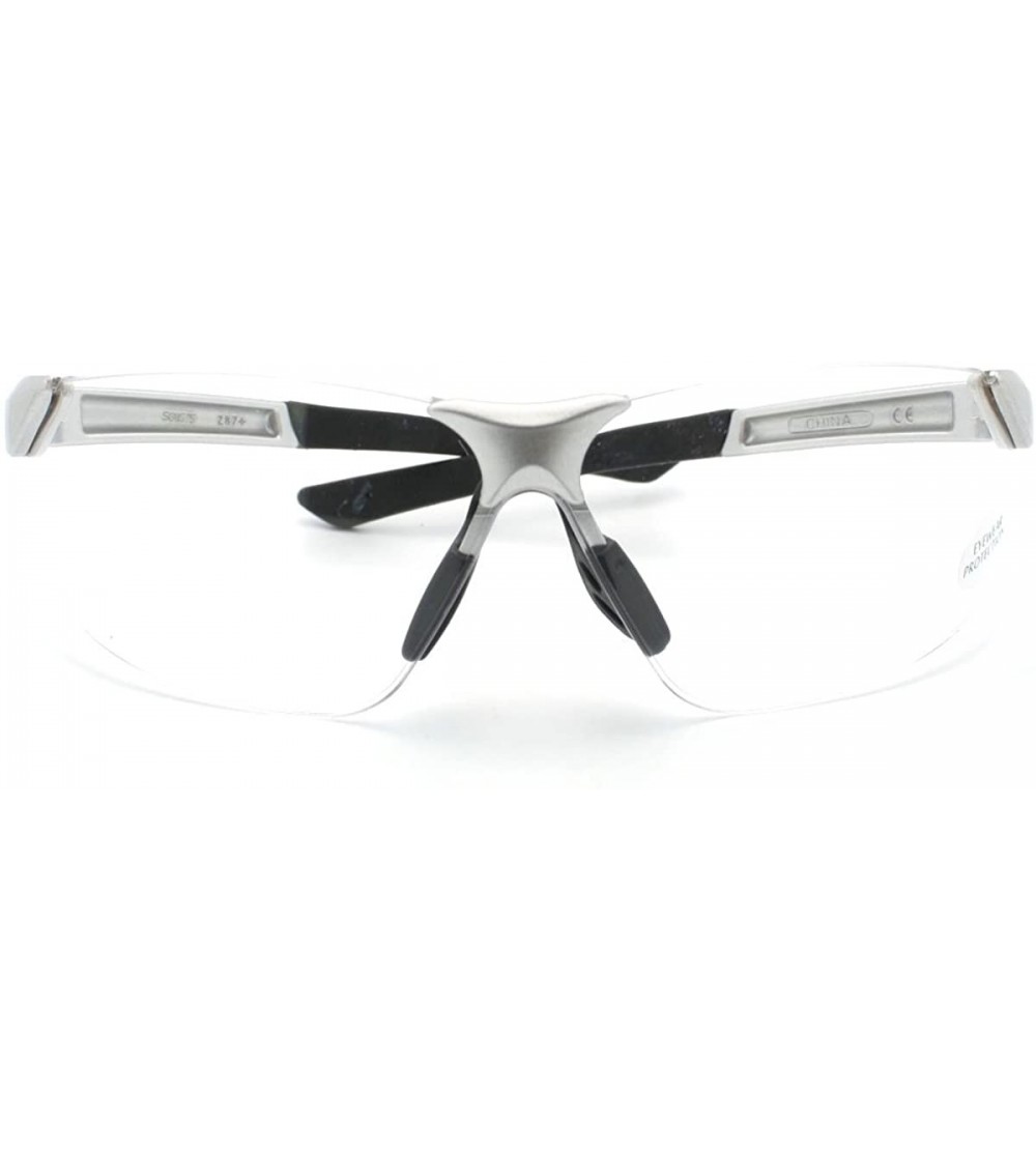 Rimless Rimless Sporty Shaped Complete Warp Around Protection Safty Glasses - Silver - C811CQ28GX5 $18.32