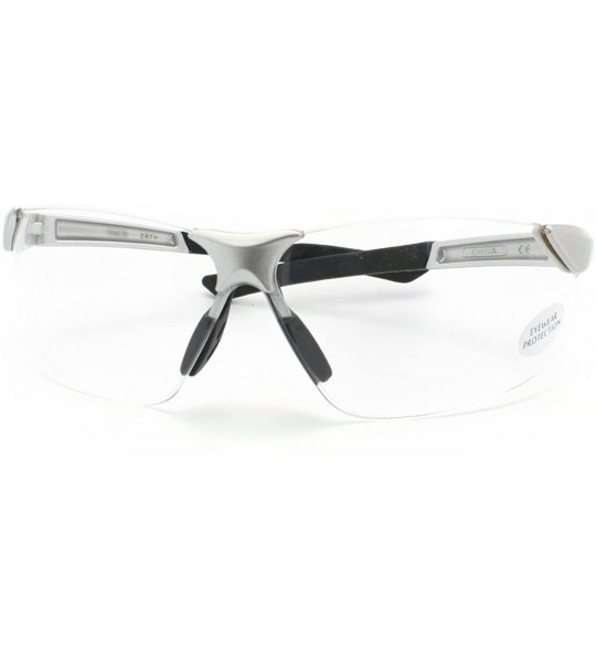 Rimless Rimless Sporty Shaped Complete Warp Around Protection Safty Glasses - Silver - C811CQ28GX5 $18.32