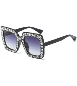 Oversized Crystal Oversized Sunglasses Square Diamond Frame Rhinestone Sunglasses - D - CF199OT3HOY $19.57