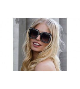 Oversized Crystal Oversized Sunglasses Square Diamond Frame Rhinestone Sunglasses - D - CF199OT3HOY $19.57