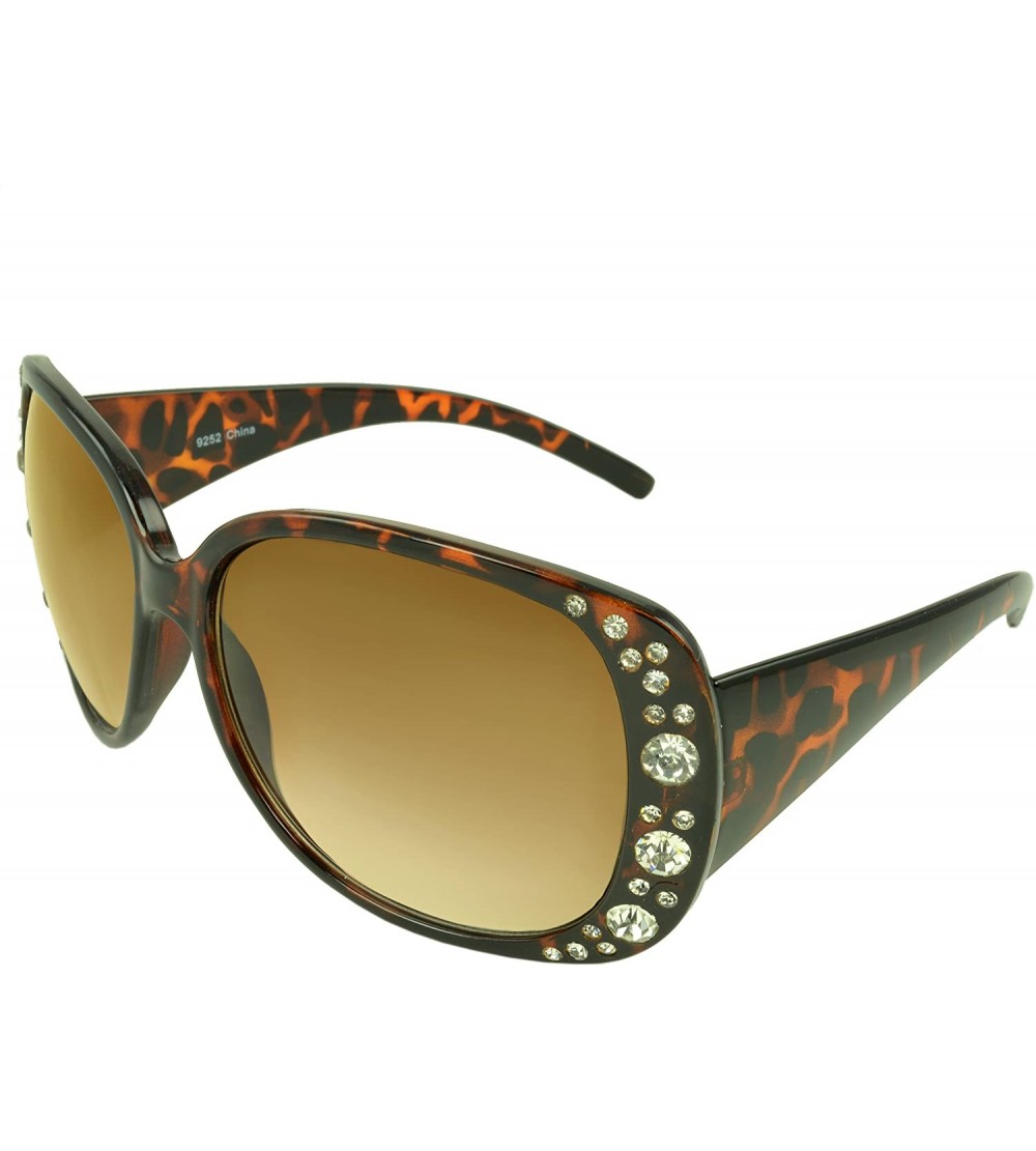 Shield Rhinestone Shield Fashion Sunglasses - Leopard - C711KZJ22ZT $16.64