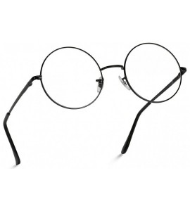 Round Round Clear Metal Frame Glasses - Full Black - CD12C9L8TVV $25.88