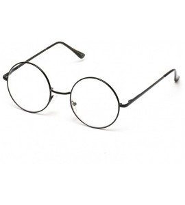 Round Round Clear Metal Frame Glasses - Full Black - CD12C9L8TVV $25.88