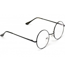 Round Round Clear Metal Frame Glasses - Full Black - CD12C9L8TVV $25.88