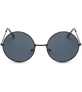 Oval Retro Small Round Sunglasses Women Vintage Shades Black Metal Sun Glasses Fashion Designer Lunette - Blackgray - CL199CR...