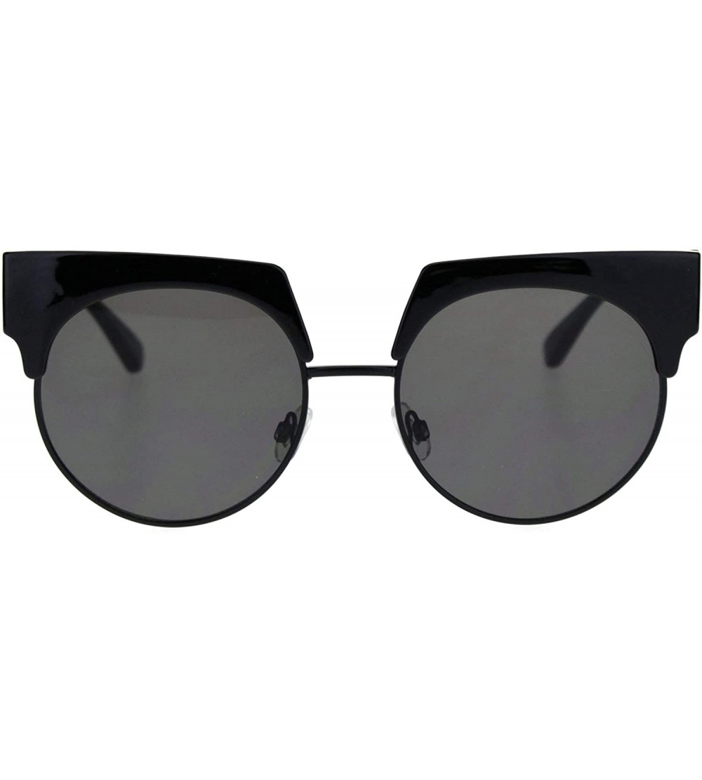 Round Womens Sunglasses Round Bolded Top Oversized Fashion Shades UV 400 - Black (Black) - C518TZE7XLZ $20.79