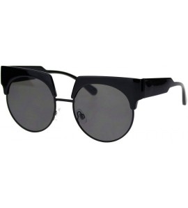 Round Womens Sunglasses Round Bolded Top Oversized Fashion Shades UV 400 - Black (Black) - C518TZE7XLZ $20.79