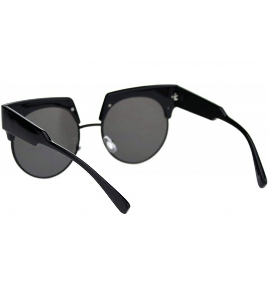 Round Womens Sunglasses Round Bolded Top Oversized Fashion Shades UV 400 - Black (Black) - C518TZE7XLZ $20.79