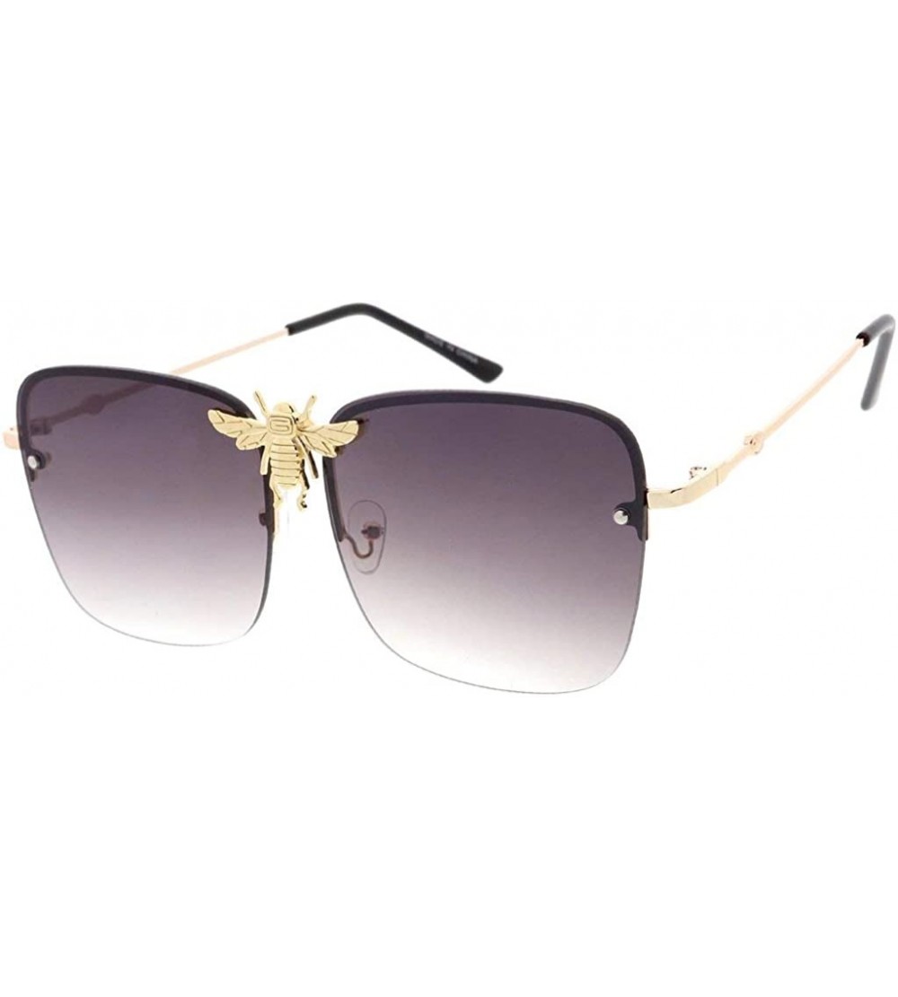 Aviator Urban Fashion Half Frame Square Mega-Bee Aviator Sunglasses - Black - CM18ASZA2S9 $20.98