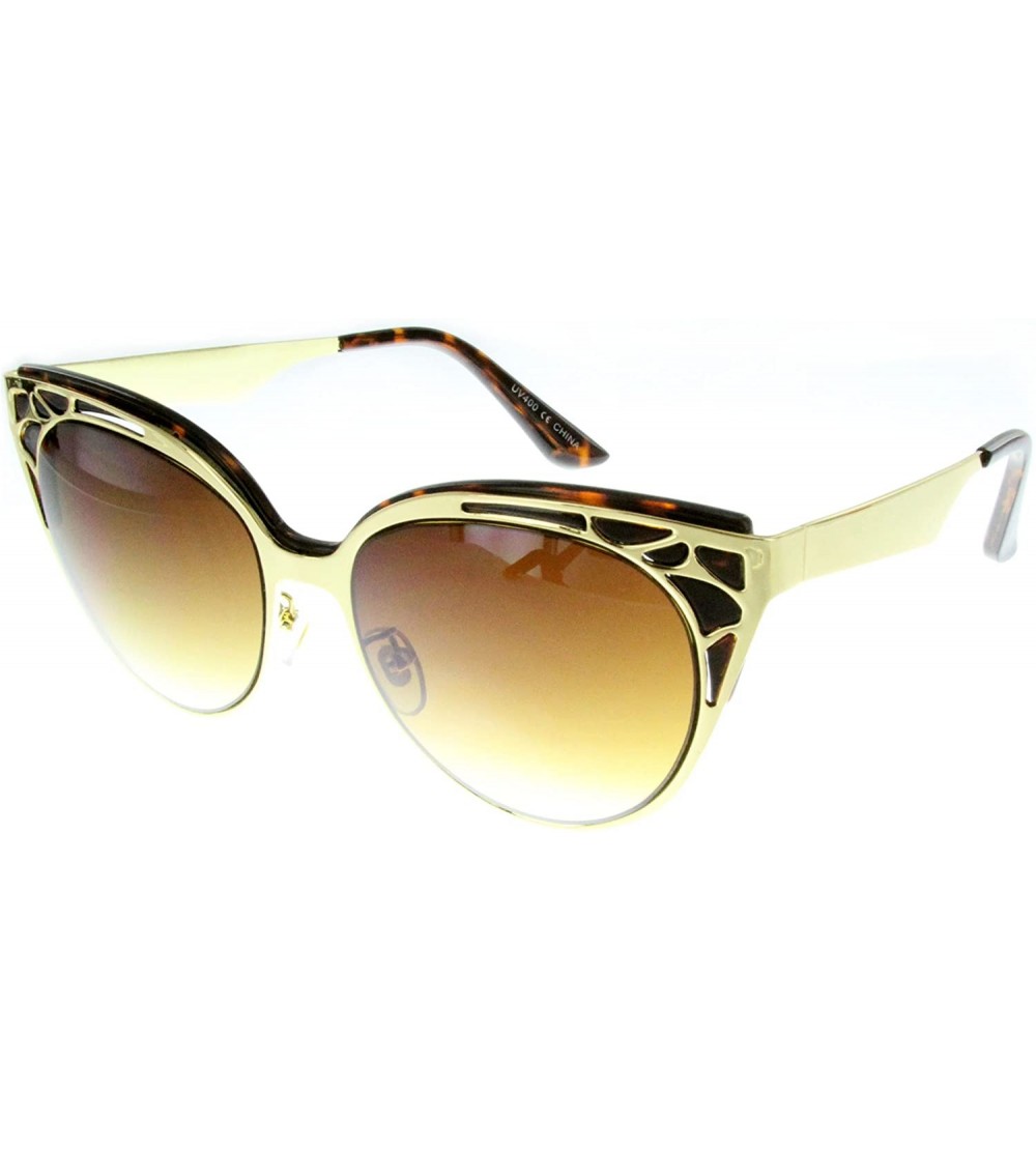 Shield Women's"J'adore" Cateye 57mm Sunglasses w/Mirror Lenses - Gold - CA12ELAQCEN $24.45