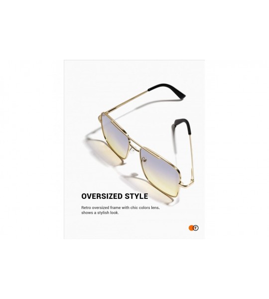 Rimless Retro Oversize Sunglasses for Men Women Tinted Lens Metal Sun Glasses - 02-grey Gradient Yellow(with Chain) - C01936S...