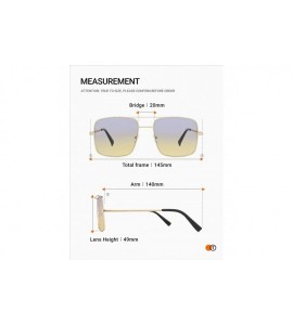 Rimless Retro Oversize Sunglasses for Men Women Tinted Lens Metal Sun Glasses - 02-grey Gradient Yellow(with Chain) - C01936S...