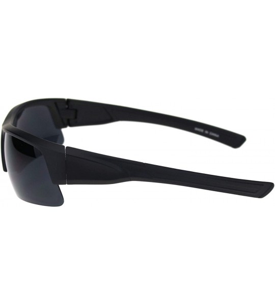 Sport Mens Rubberized Matte Black All Black Baseball Half Rim Sport Plastic Sunglasses - C218R58WO8D $18.81