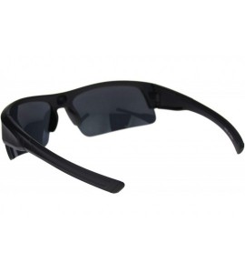 Sport Mens Rubberized Matte Black All Black Baseball Half Rim Sport Plastic Sunglasses - C218R58WO8D $18.81