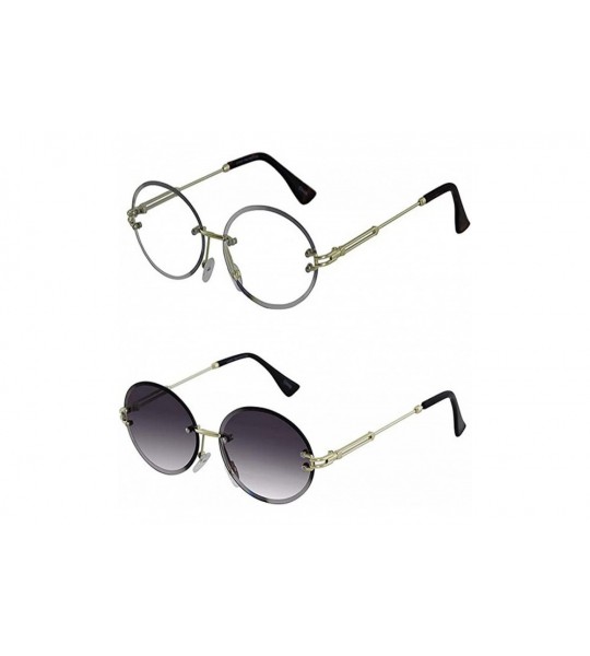 Rimless Elegant Rimless Vintage Retro Oval Gold Clear Lens Fashion Diamond Cut Edge Fashion Sunglasses - C9197IHKHDE $34.37