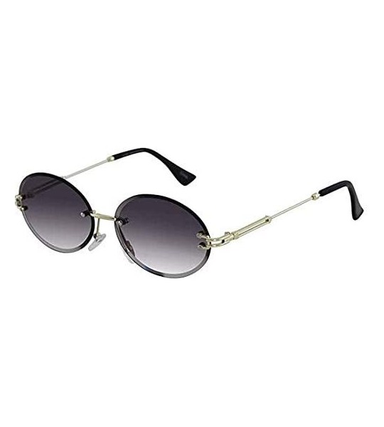 Rimless Elegant Rimless Vintage Retro Oval Gold Clear Lens Fashion Diamond Cut Edge Fashion Sunglasses - C9197IHKHDE $34.37