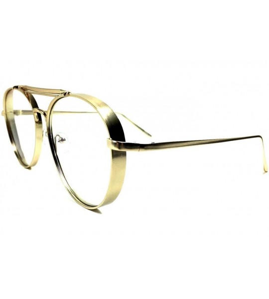 Aviator Thick Bold Metal Frame Aviator Eyeglasses/Clear Lens Sunglasses - Gold - CX1849XKQ32 $22.34